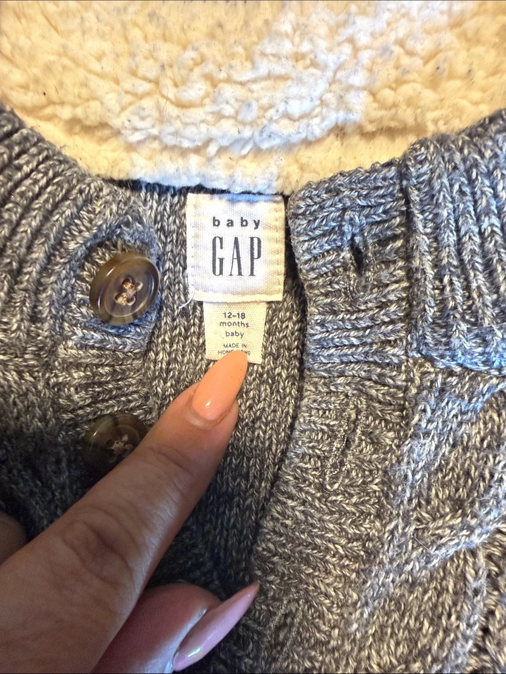 GAP Gray Cable-Knit Sherpa-Lined Baby Bunting